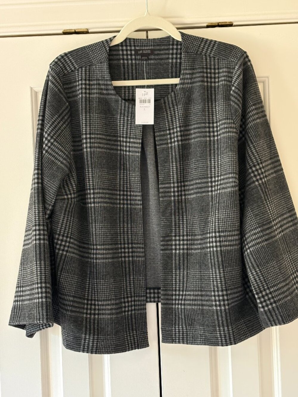 NWT J. Jill Wearever Double Knit Jacquard Black & Gray Cropped Jacket